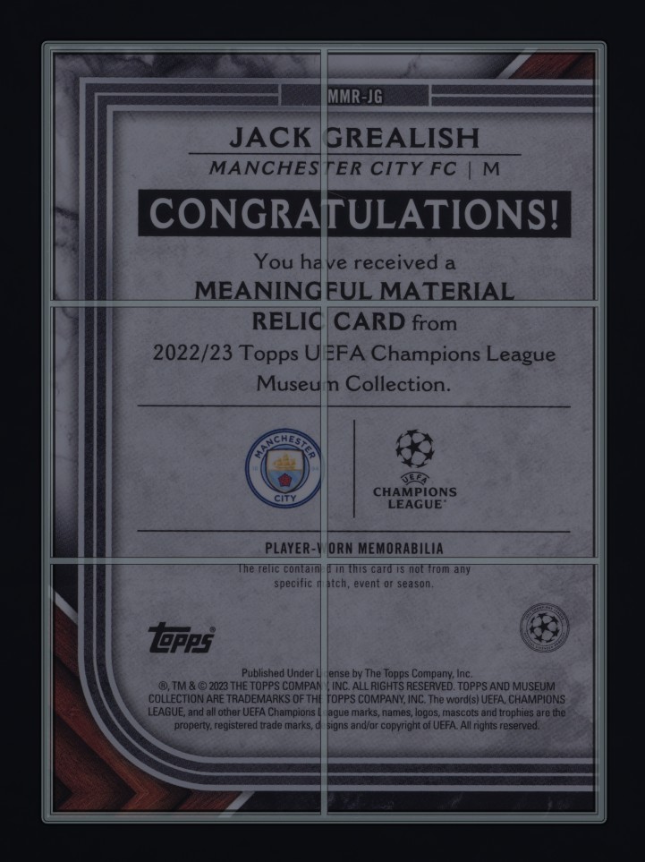 2022 Topps Museum Collection UEFA Gold Jack Grealish PATCH /50