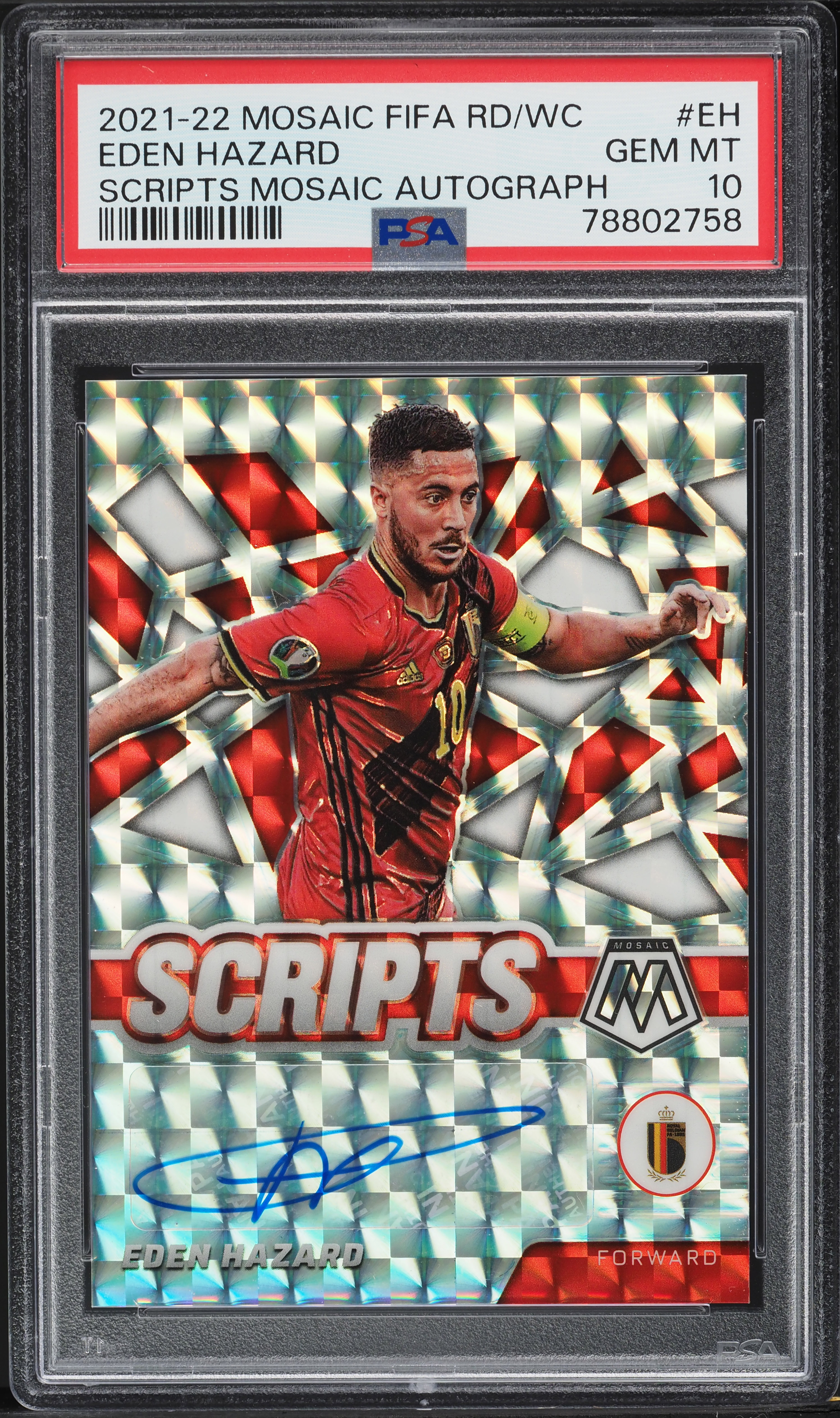 2021 Panini Mosaic FIFA Road To World Cup Scripts Eden Hazard AUTO