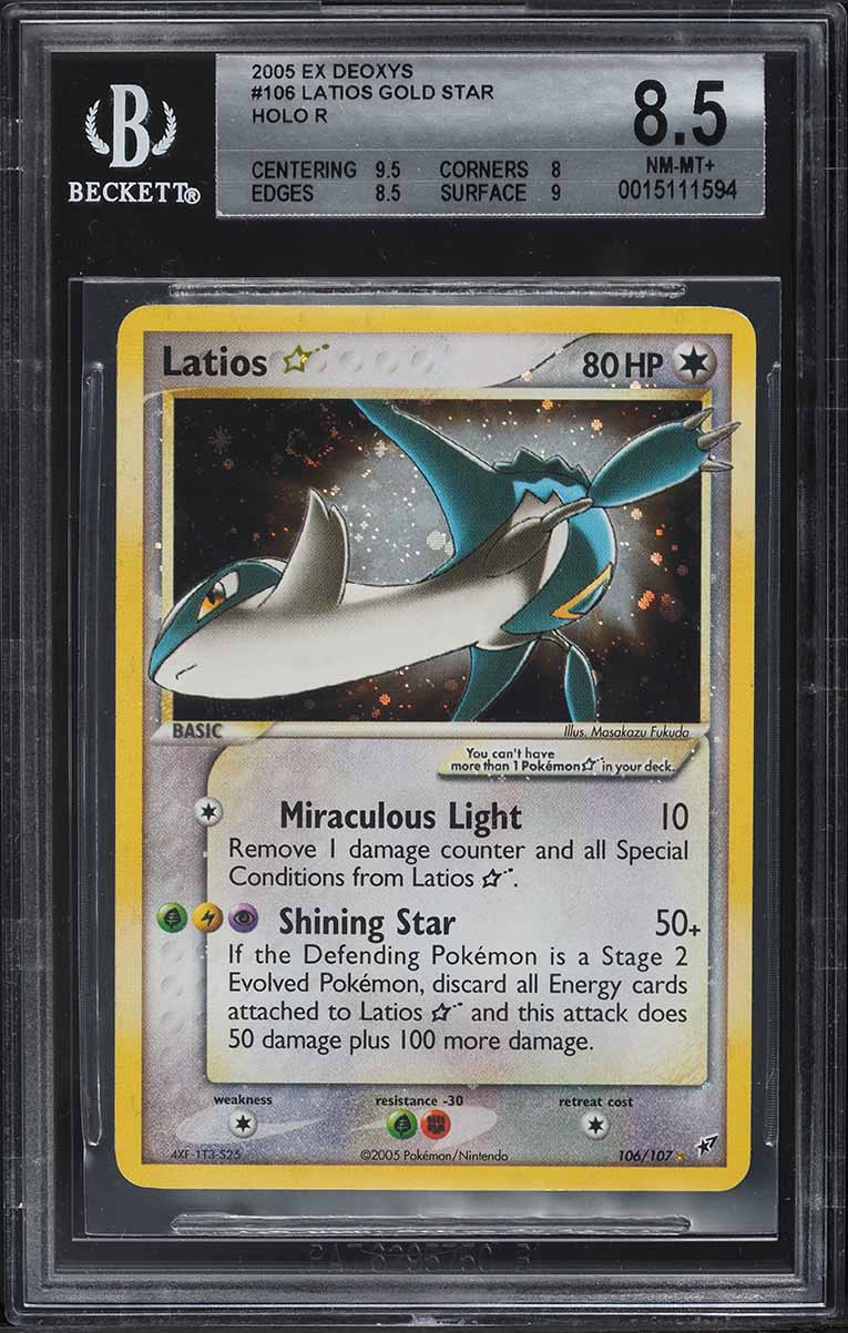 2005 Pokemon EX Deoxys Holo Latios Gold Star #106 BGS 8.5 NM-MT+