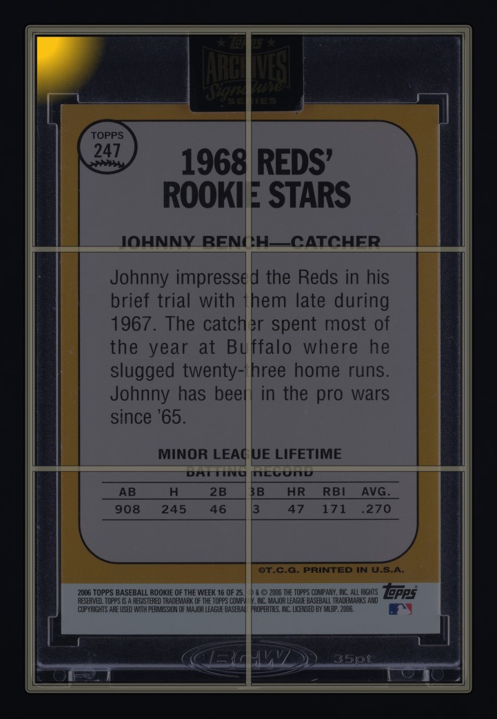 2021 Topps Archives Signature Series '06 Johnny Bench AUTO 1/18 #16 MBA AUTH