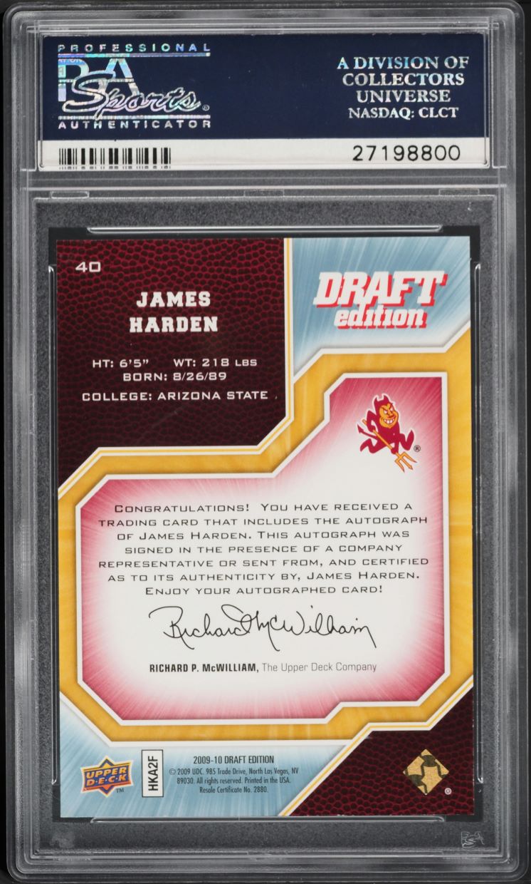 2009 Upper Deck Draft Edition James Harden ROOKIE AUTO /499 #40