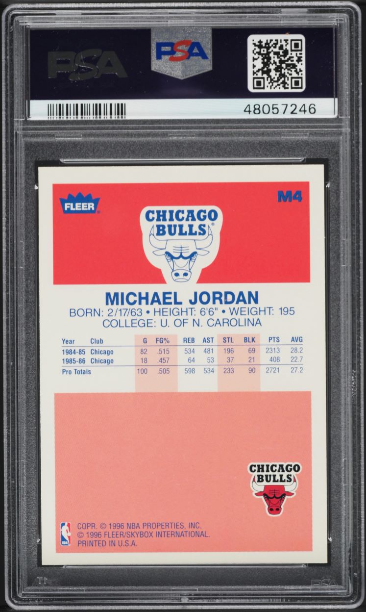 その他 1996 L MICHAEL JORDAN PSA 9 MINT 1996 Fleer Metal Decade Of Excellence '86 Michael Jordan #M4 PSA 9