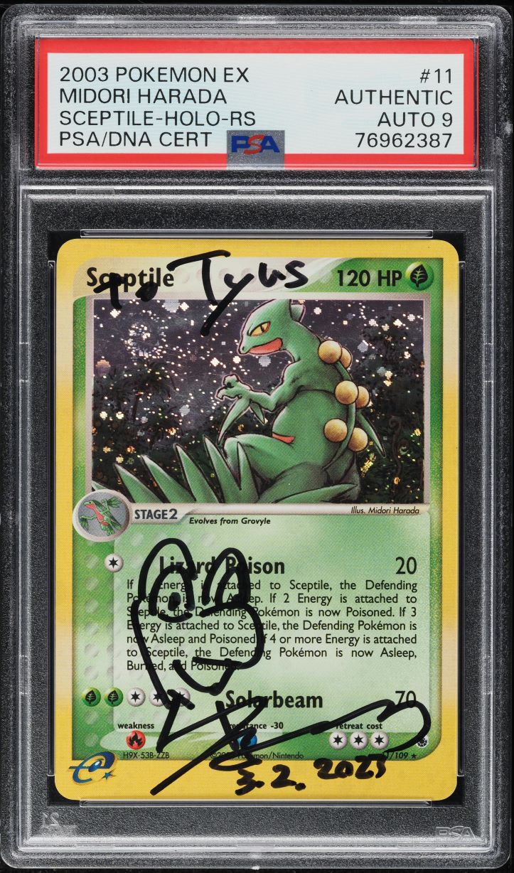 2003 Pokemon EX Ruby & Sapphire Sceptile Midori Harada AUTO DNA 9 #11 PSA AUTH
