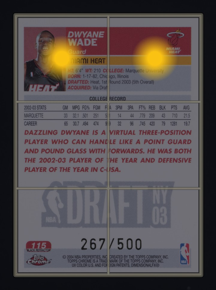 2003 Topps Chrome Black Refractor Dwyane Wade ROOKIE /500 #115 MBA AUTH