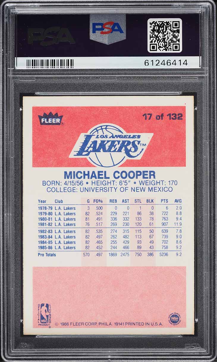 1986 Fleer Basketball Michael Cooper #17 PSA 7 NRMT