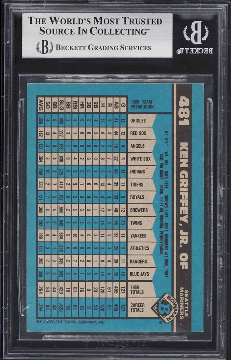 1990 Bowman Ken Griffey Jr. #481 BGS 7 NRMT