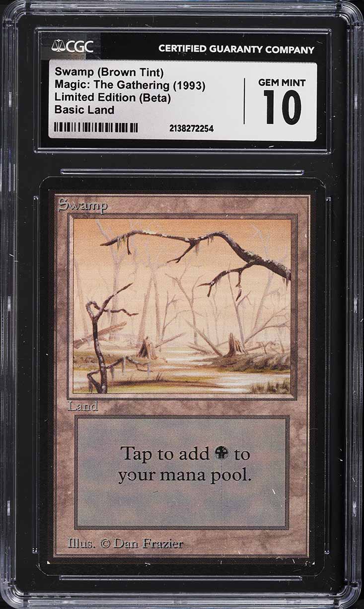 1993 Magic The Gathering MTG Beta Brown Tint Swamp CGC 10 GEM MINT