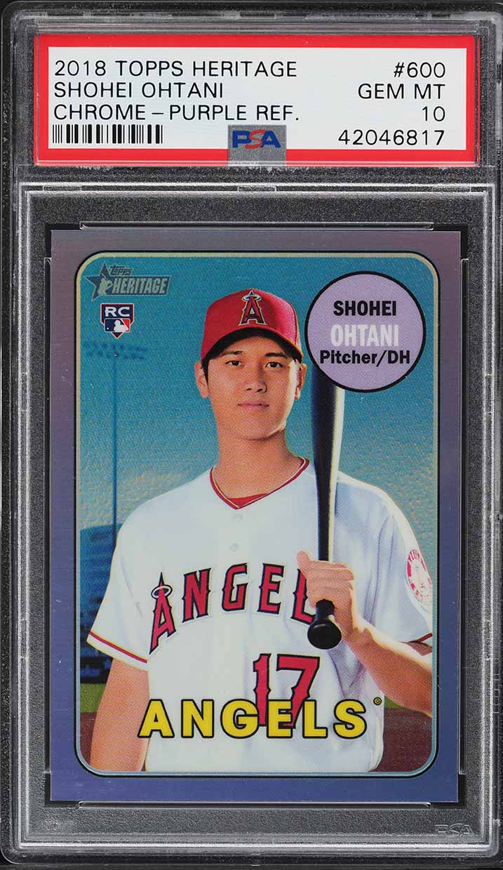 2018 Topps Heritage Chrome Purple Refractor Shohei Ohtani ROOKIE #600 PSA 10 GEM