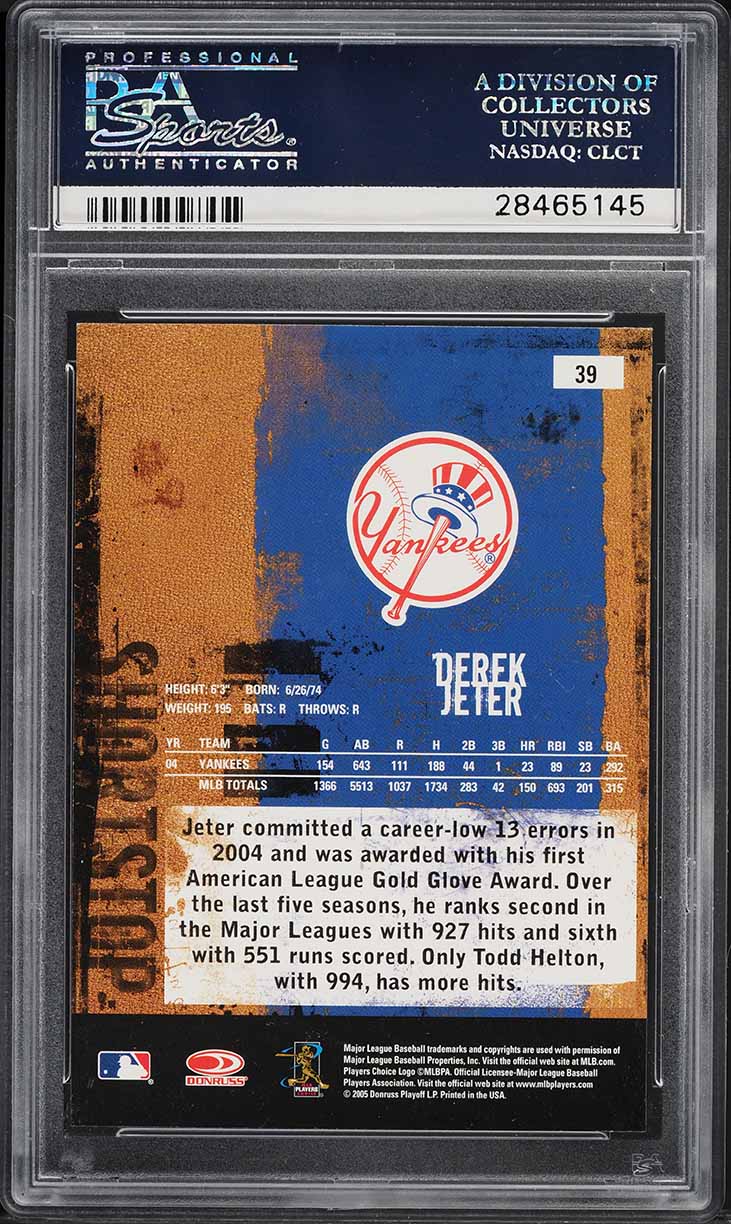 2005 Donruss Leather & Lumber Derek Jeter #39 PSA 10 GEM MINT