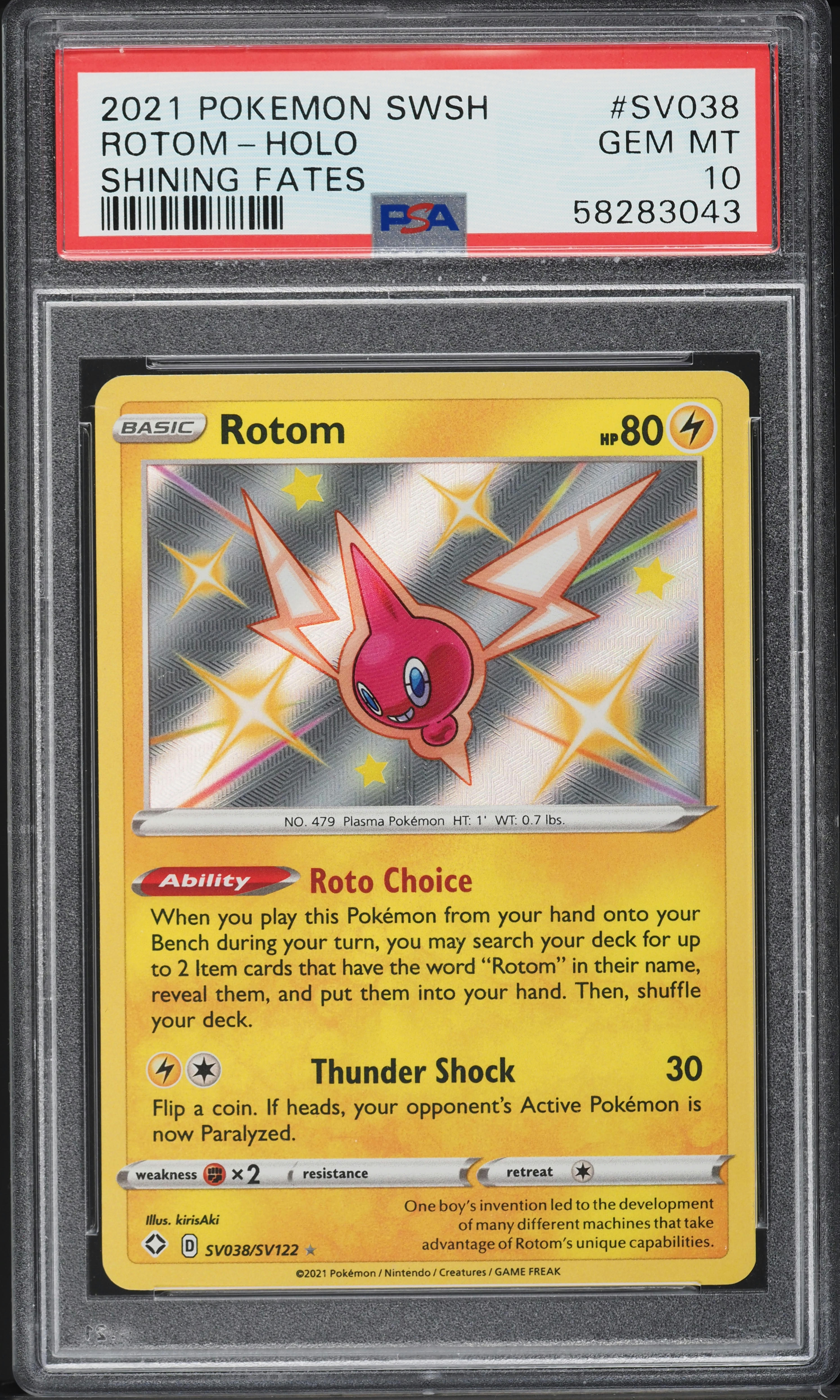 2021 Pokemon Sword & Shield Shining Fates Shiny Rotom #38 PSA 10 GEM MINT