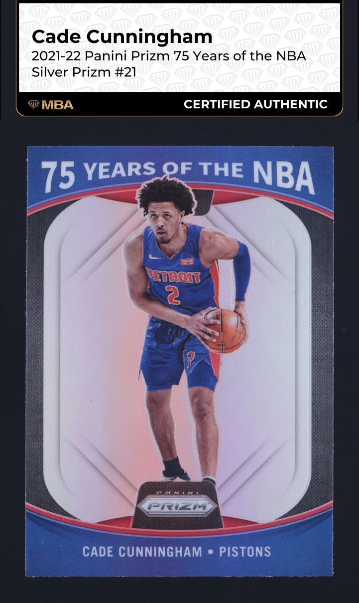 2021 Panini Prizm 75 Years Of The NBA Silver Cade Cunningham ROOKIE #21 MBA AUTH