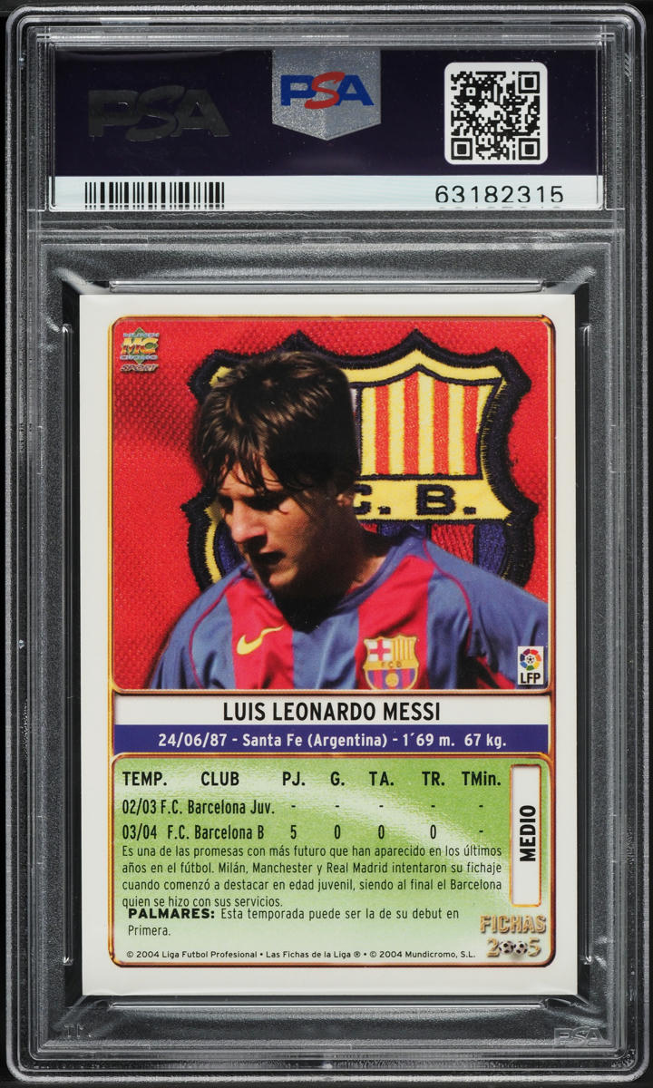 2004 Mundi Cromo Liga Lionel Messi ROOKIE #617 PSA 9 MINT