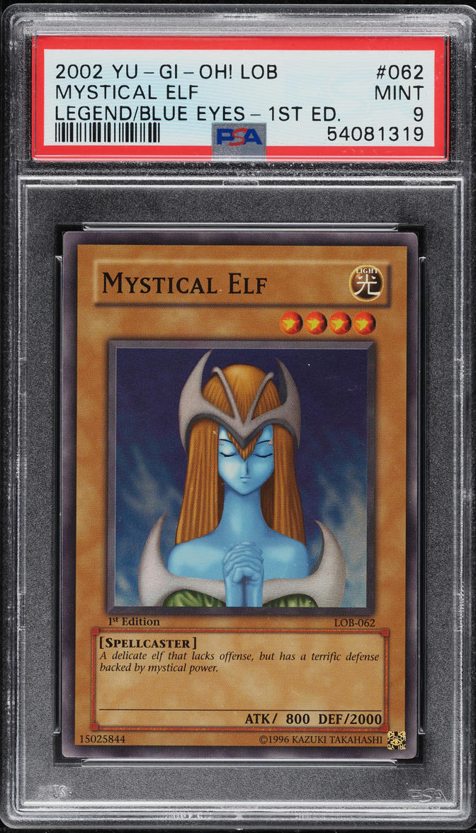 2002 Yu-Gi-Oh! Legend Of Blue Eyes 1st Edition Mystical Elf #LOB-062 PSA 9 MINT