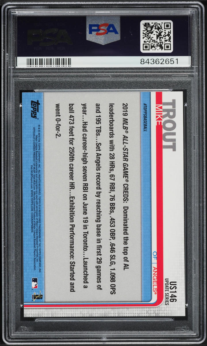 2019 Topps Update Mike Trout #US146 PSA 9 MINT