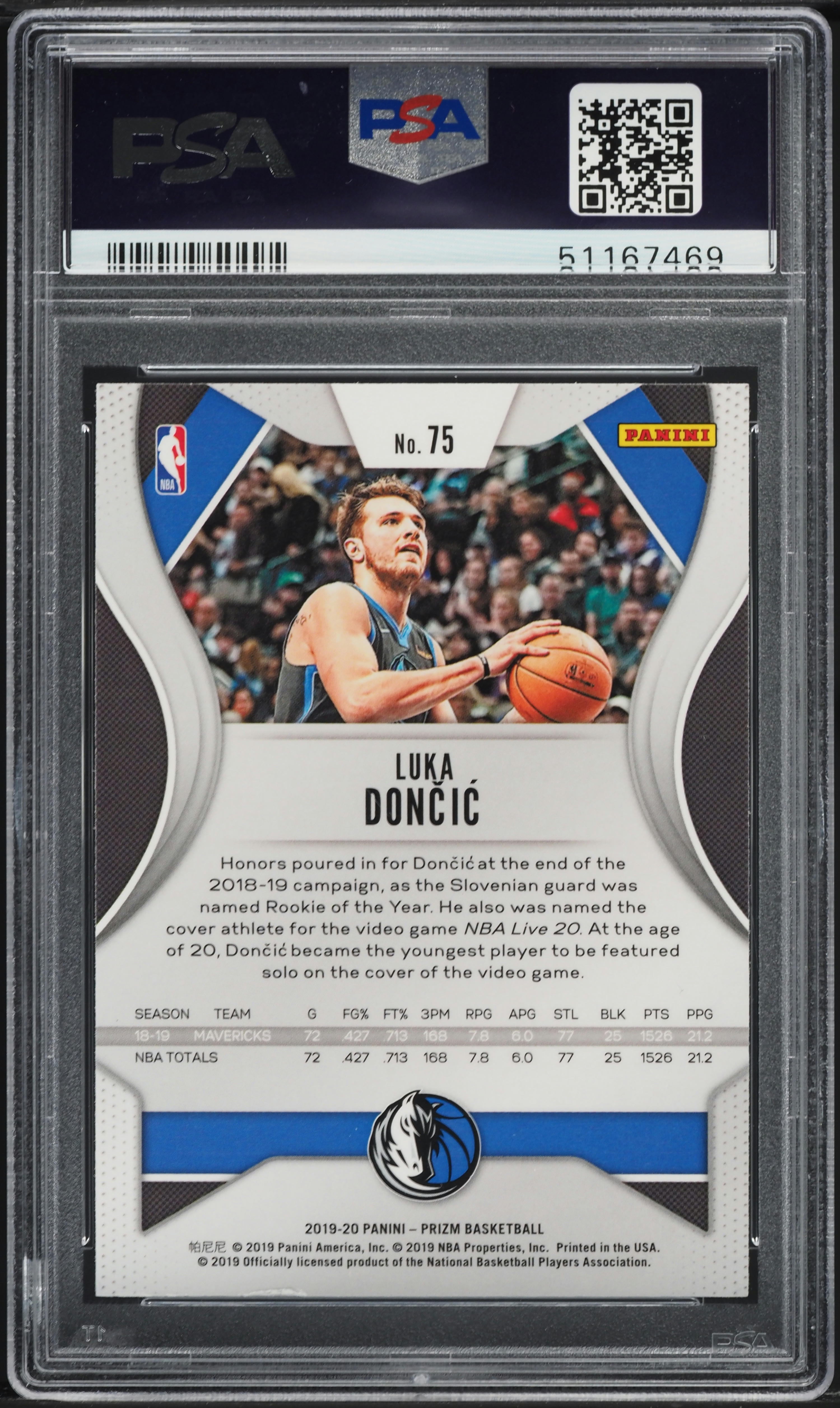 2019 Panini Prizm Luka Doncic #75 PSA 9 MINT on Fanatics Collect