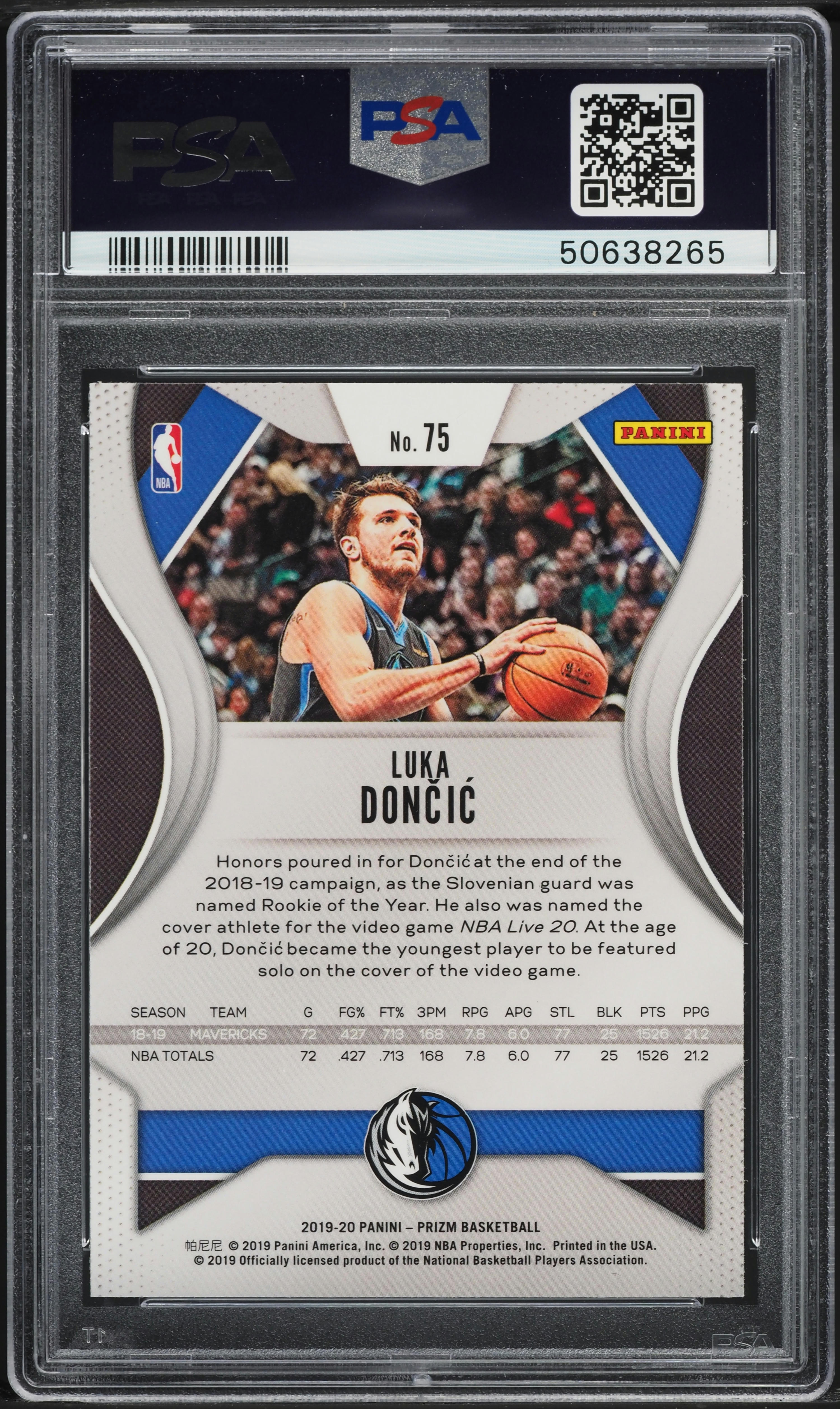2019 Panini Prizm Luka Doncic #75 PSA 9 MINT on Fanatics Collect