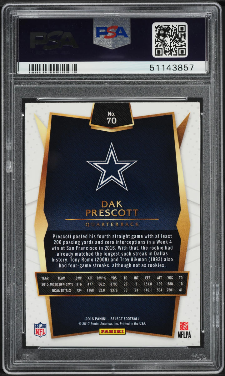 2016 Select Silver Prizm Dak Prescott ROOKIE #70 PSA 9 MINT