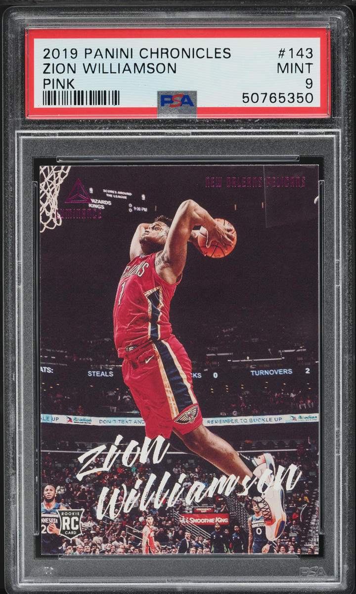 2019 Panini Chronicles Luminance Pink Zion Williamson ROOKIE #143 PSA 9 MINT
