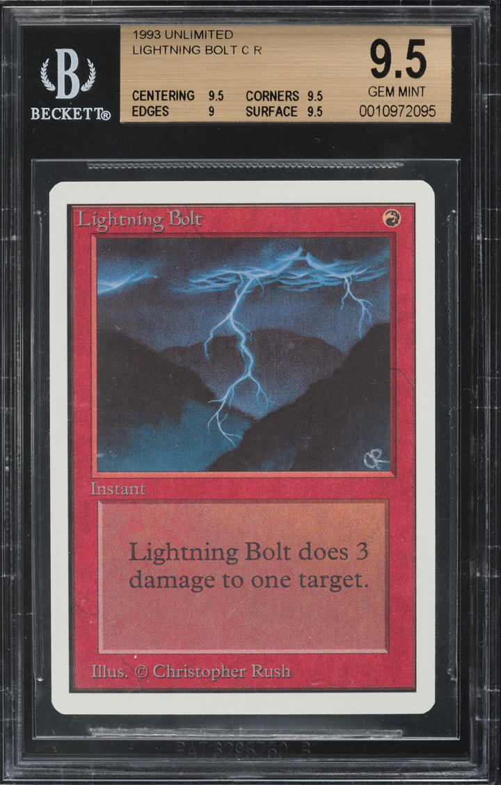 1993 Magic The Gathering MTG Unlimited Lightning Bolt BGS 9.5 GEM MINT
