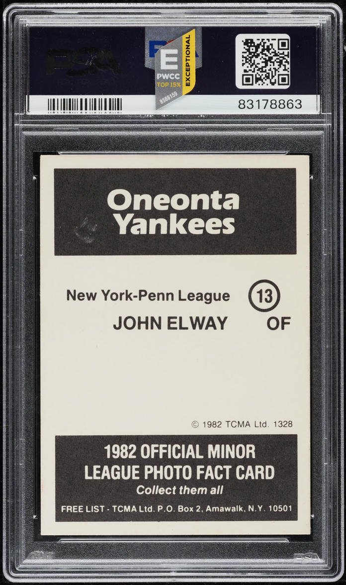 1982 TCMA Oneonta Yankees John Elway ROOKIE #13 PSA 5 EX (PWCC-E)