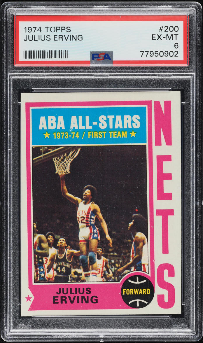 1974 Topps Basketball Julius Erving ALL-STAR #200 PSA 6 EXMT