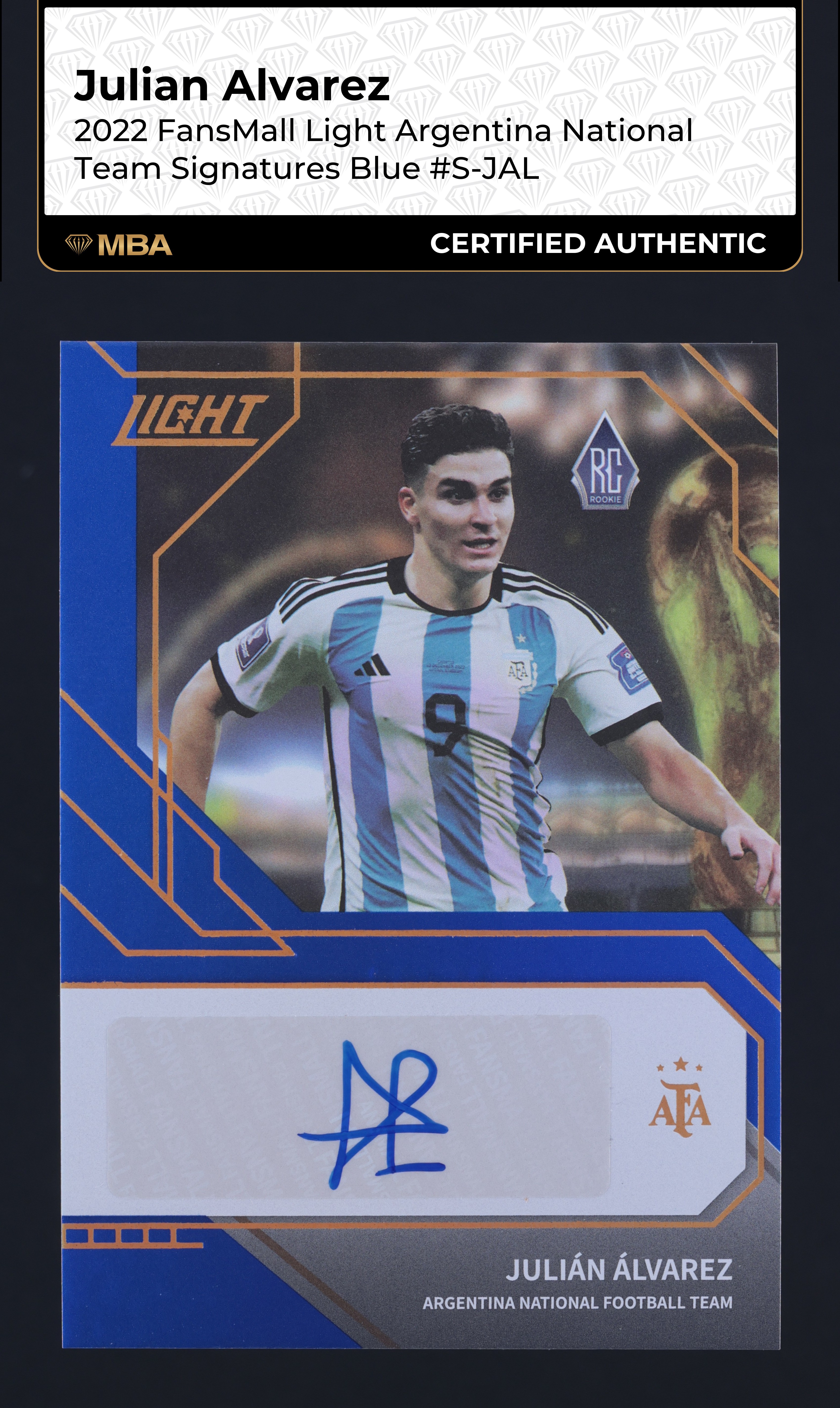 2022 FansMall Light Argentina Blue Julian Alvarez ROOKIE AUTO /99
