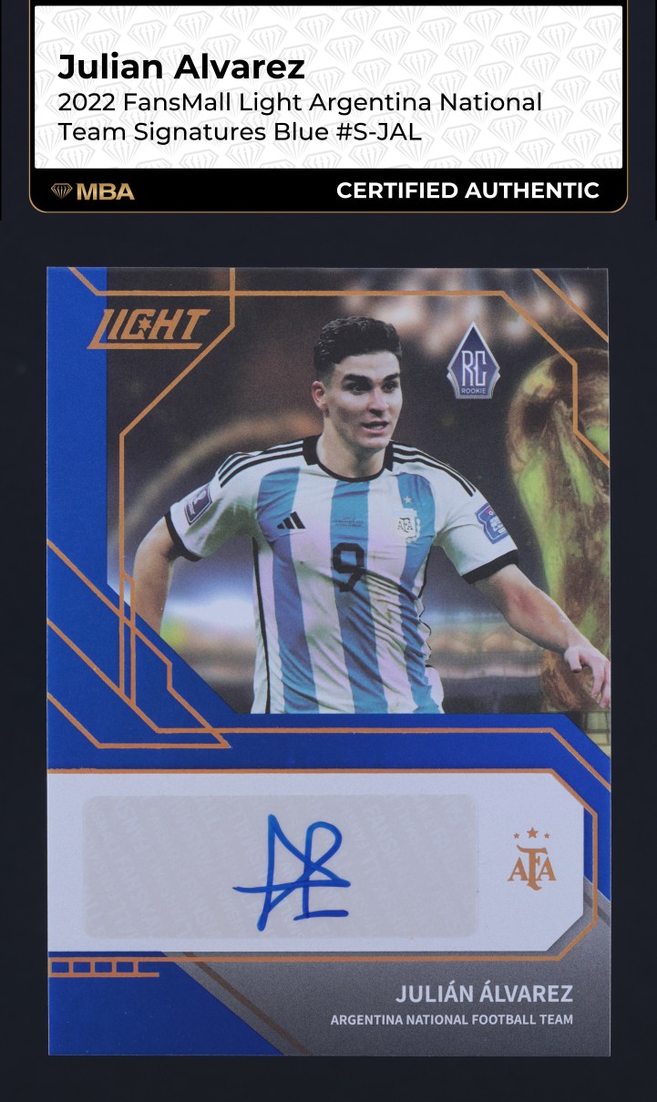 2022 FansMall Light Argentina Blue Julian Alvarez ROOKIE AUTO /99 MBA AUTH