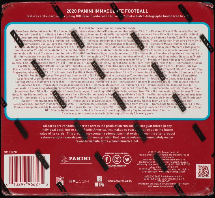 2020 Immaculate Collection Football FOTL Hobby Box, Herbert Tua Burrow RPA?