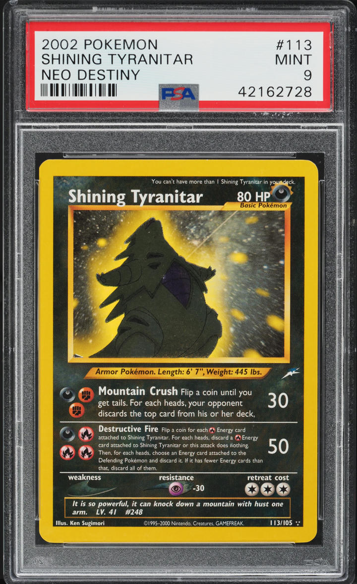 2002 Pokemon Neo Destiny Shining Tyranitar #113 PSA 9 MINT