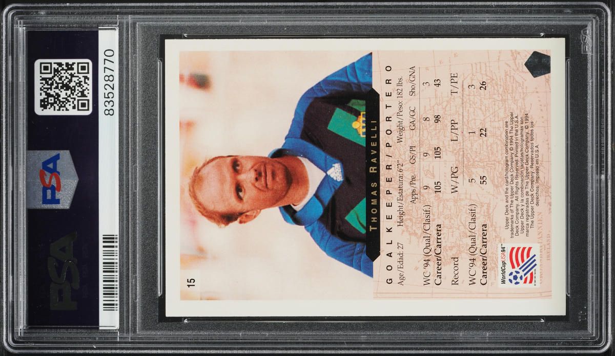 1994 Upper Deck World Cup Heroes All Stars Thomas Ravelli #15 PSA 6 EXMT