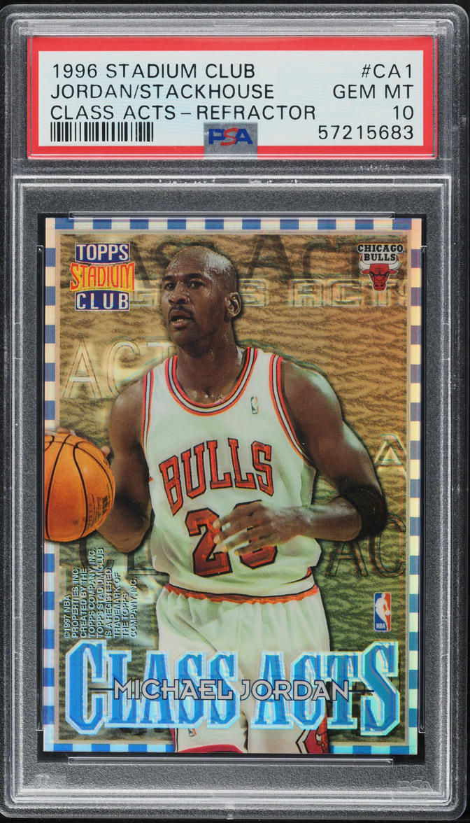 1996 Stadium Club Class Acts Refractor Michael Jordan & Jerry Stackhouse #CA1 PSA 10 GEM MINT