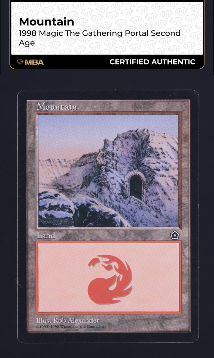 1998 Magic The Gathering MTG Portal Second Age Mountain MBA AUTH