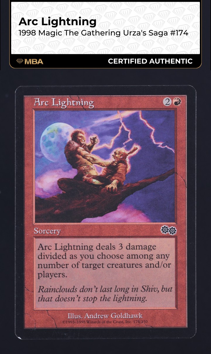 1998 Magic The Gathering MTG Urza's Saga Arc Lightning #174 MBA AUTH