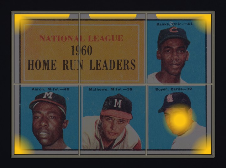1961 Topps Ernie Banks Hank Aaron Eddie Mathews NL HOME RUN LDRS #43 MBA AUTH