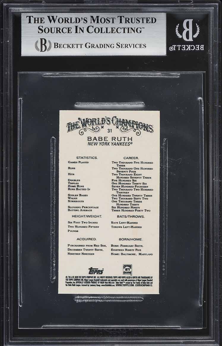 2020 Topps Allen & Ginter Mini Babe Ruth #31 BGS 9 MINT