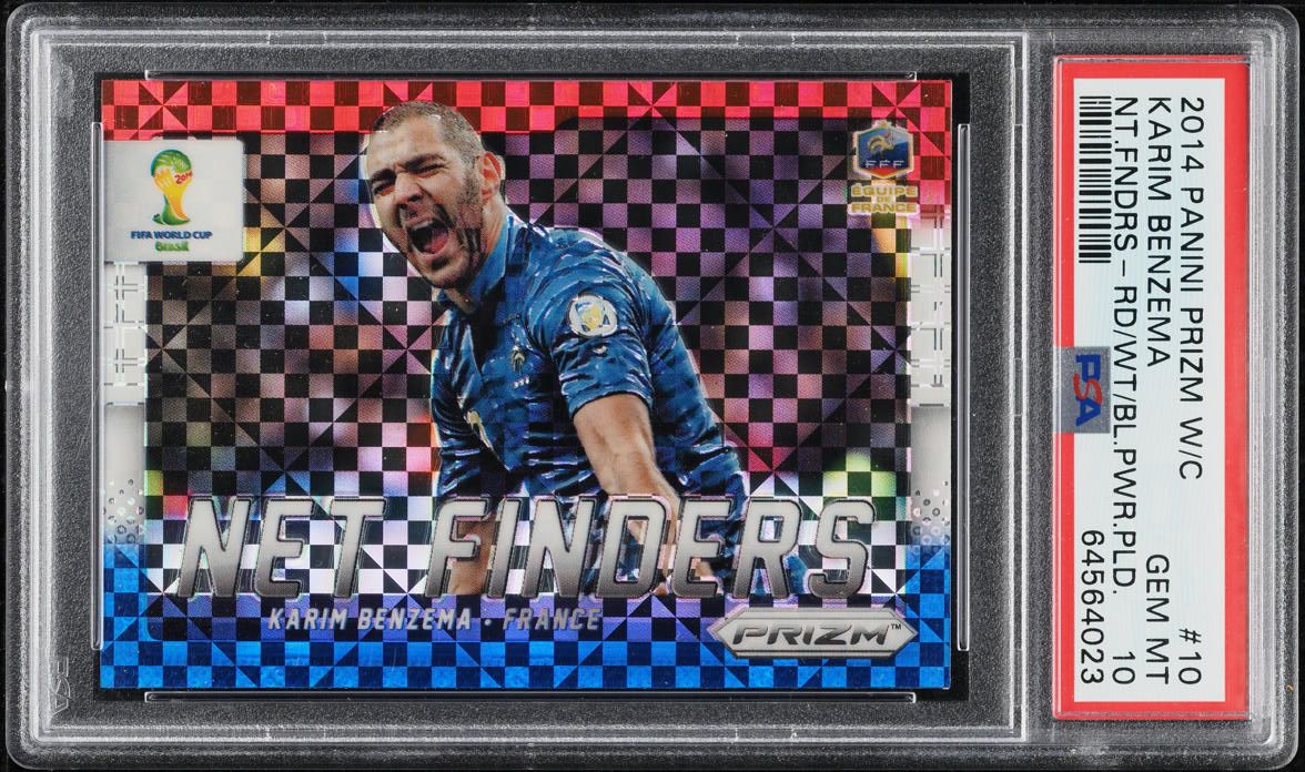 2014 Panini Prizm World Cup Net Finders Red White Blue Karim Benzema #10 PSA 10