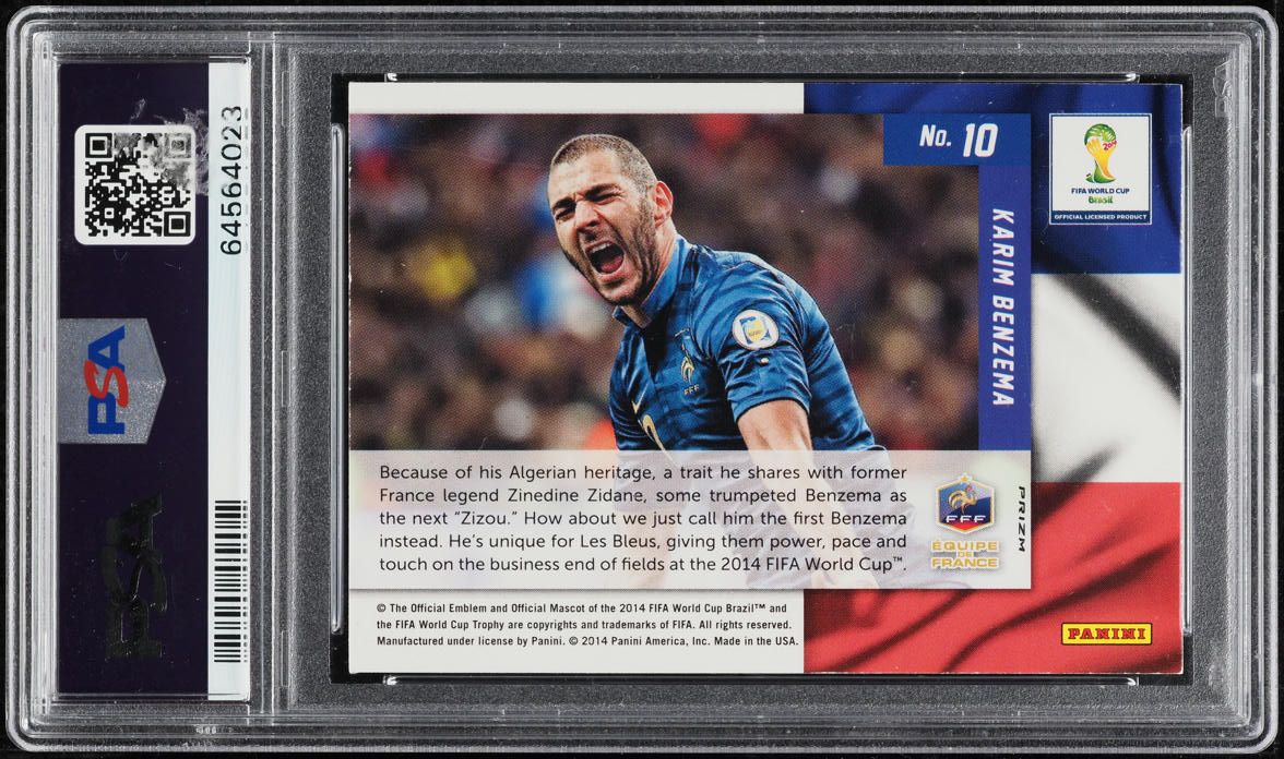 2014 Panini Prizm World Cup Net Finders Red White Blue Karim Benzema #10 PSA 10