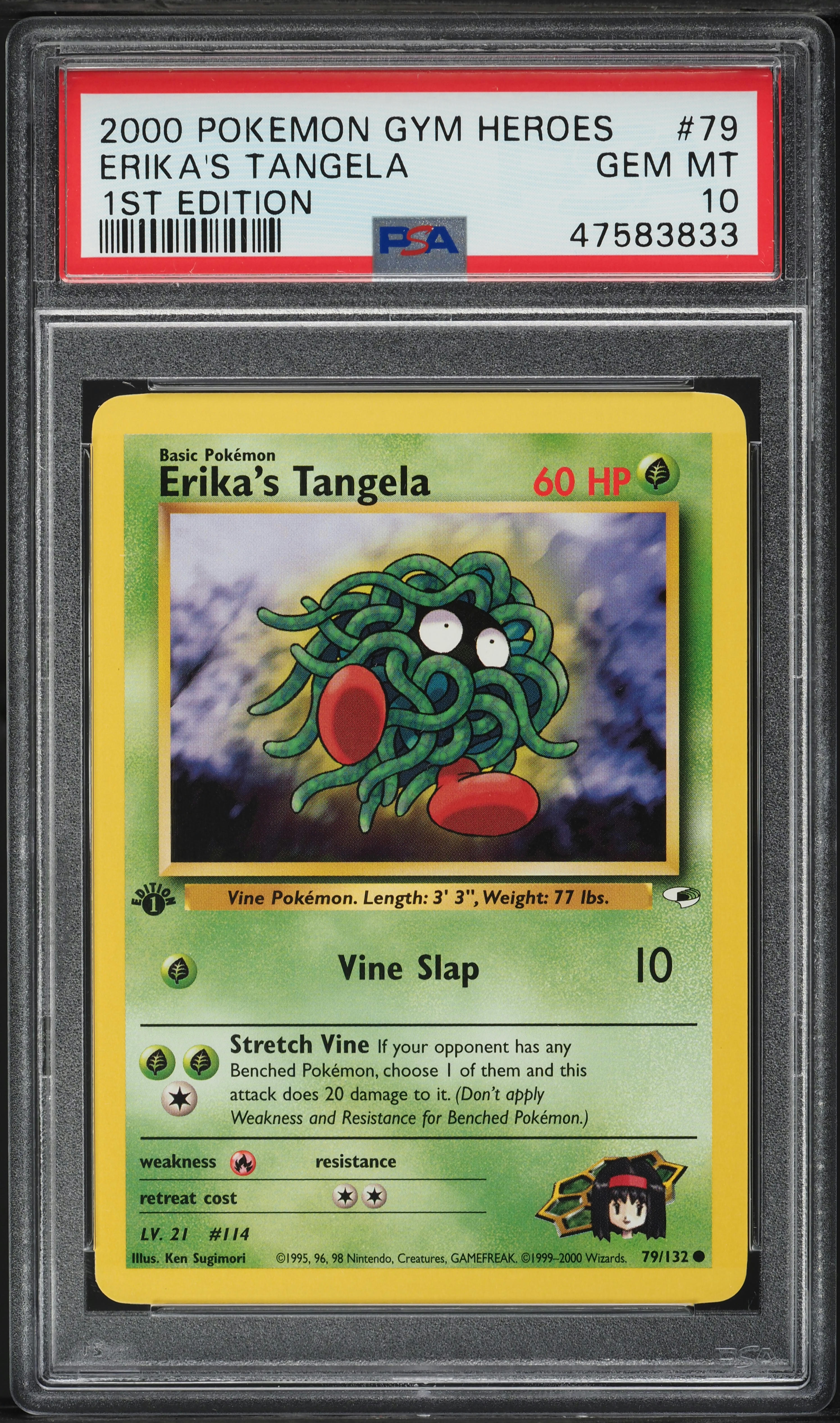 2000 Topps Tangela PSA10 英語POKEMON TV 2000 Pokemon Gym Heroes 1st Edition Erika's Tangela #79 PSA 10 GEM