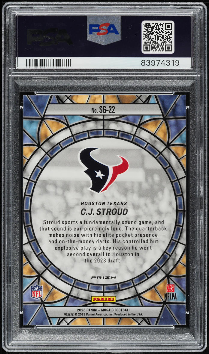 2023 Panini Mosaic Stained Glass CJ Stroud ROOKIE #SG22 PSA 10 GEM MINT