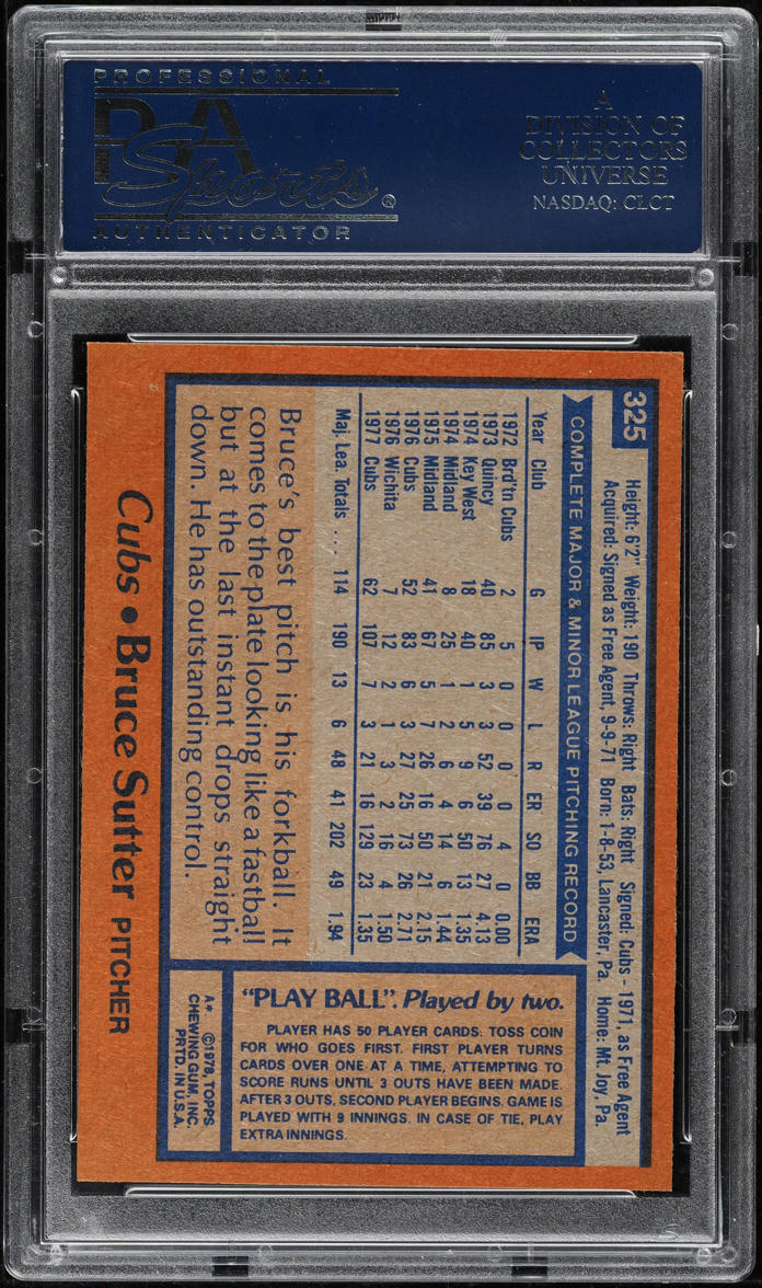 1978 Topps Bruce Sutter #325 PSA 8 NM-MT