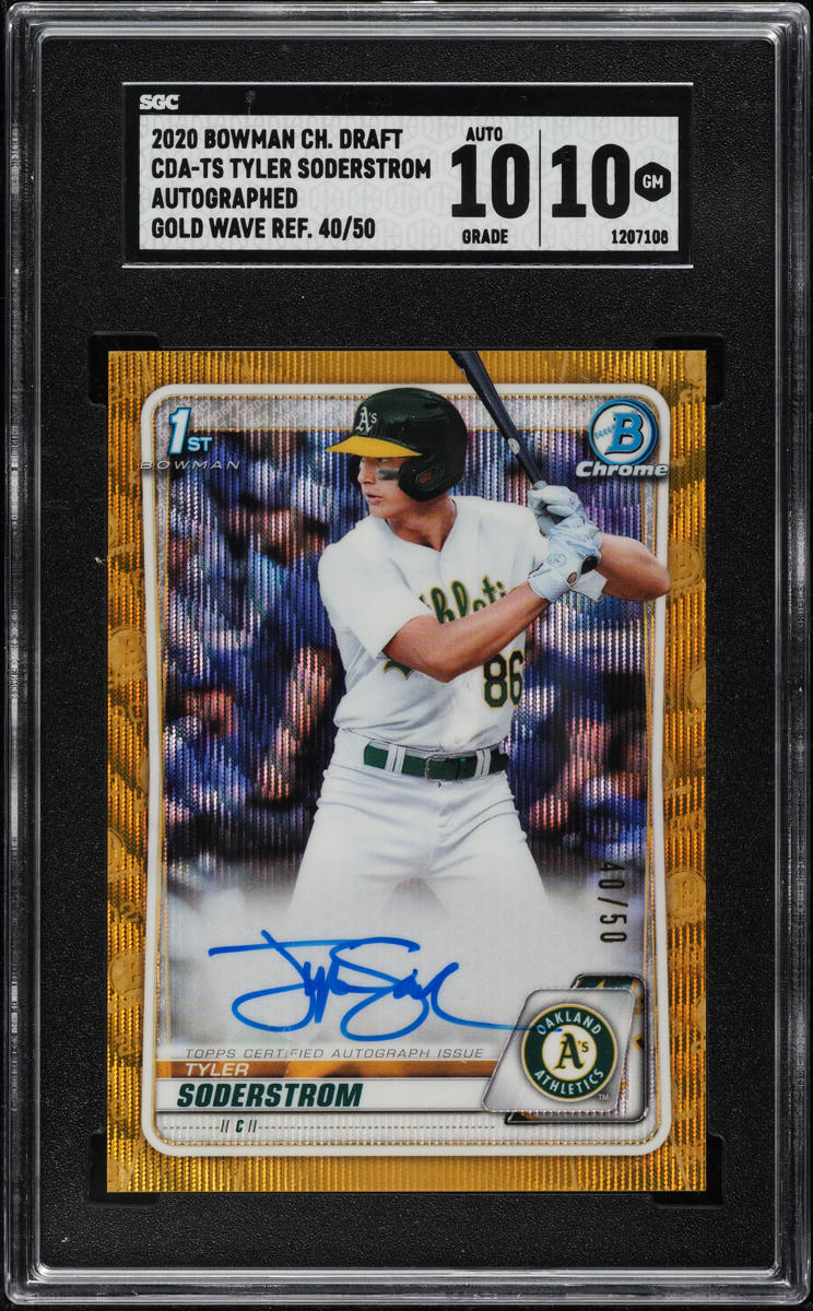 2023 Bowman Chrome Tyler Soderstrom GOLD REFRACTOR BOWMAN  2023 Bowman Tyler Soderstrom Gold Refractor Auto /50 SGC 10 10 main image 1