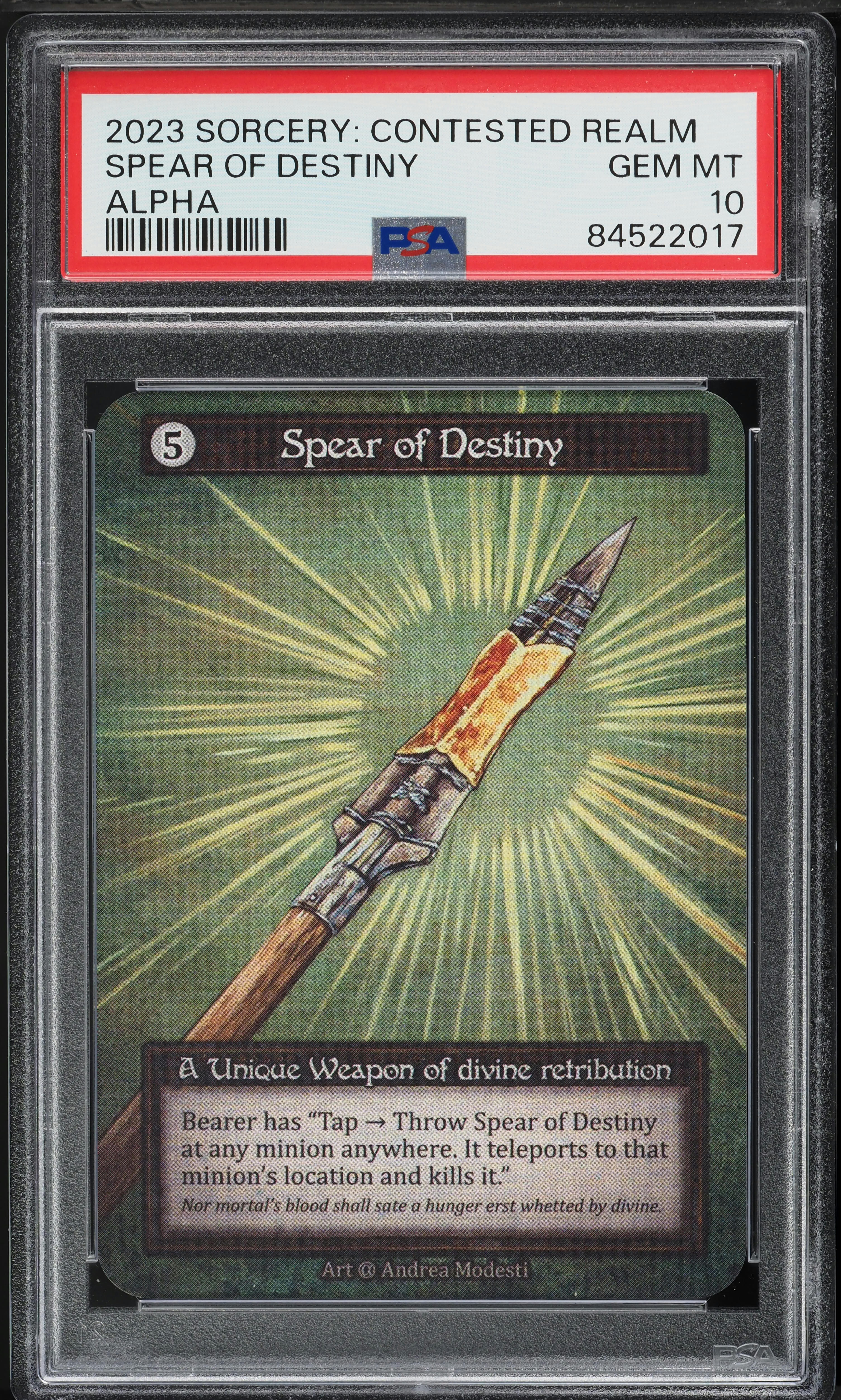 2023 Sorcery: Contested Realm Alpha Spear Of Destiny PSA 10 GEM