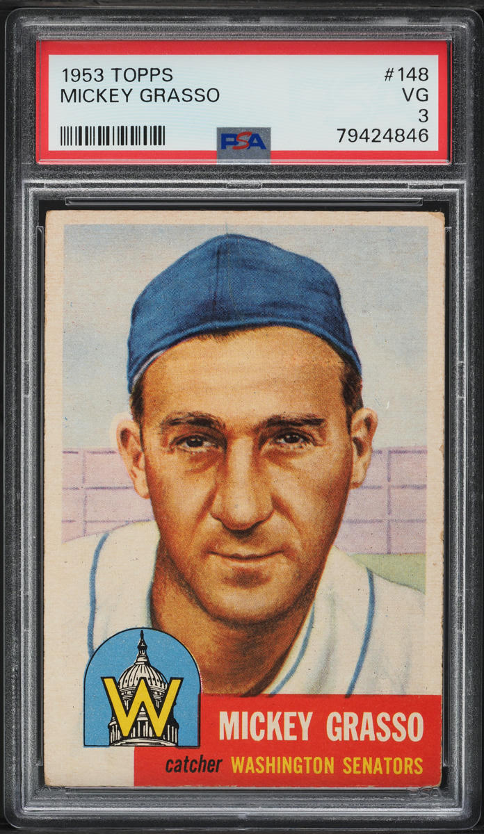 1953 Topps Mickey Grasso SHORT PRINT #148 PSA 3 VG
