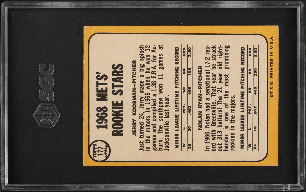 1968 Topps Nolan Ryan ROOKIE #177 SGC 3 VG