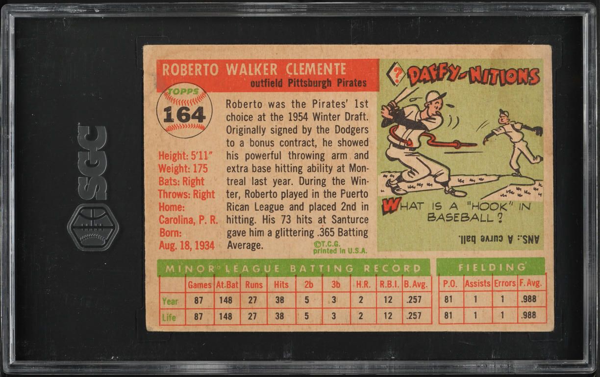 1955 Topps Roberto Clemente ROOKIE #164 SGC 3 VG