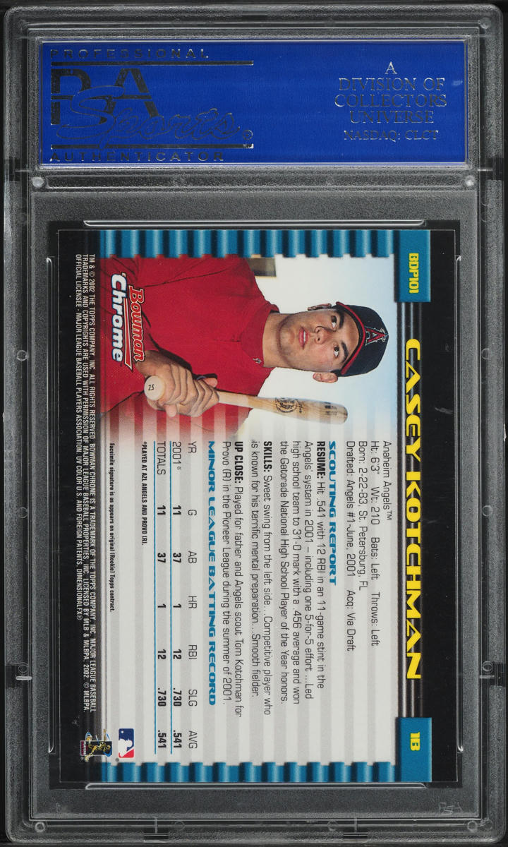 2002 Bowman Chrome Draft Picks Casey Kotchman ROOKIE #101 PSA 10 GEM MINT