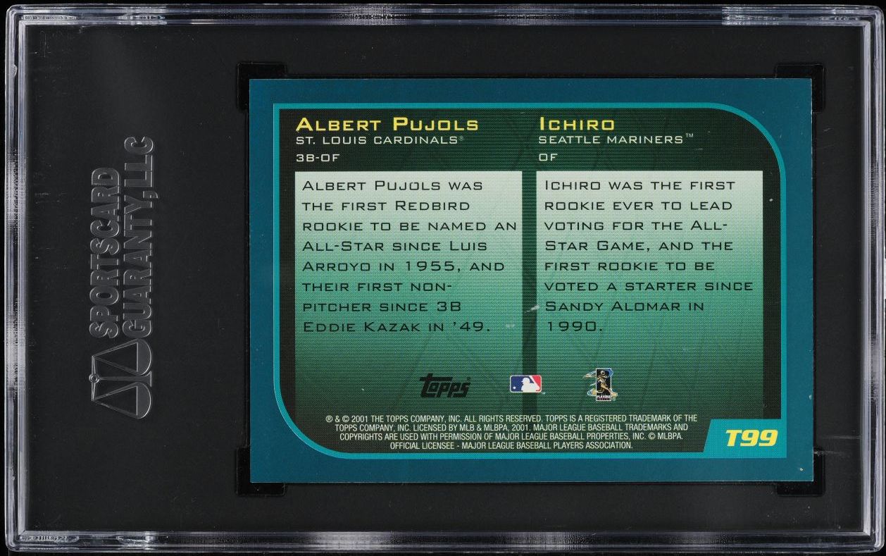 2001 Topps Traded Albert Pujols & Ichiro Suzuki ROOKIE #T99 SGC 10 GEM MINT