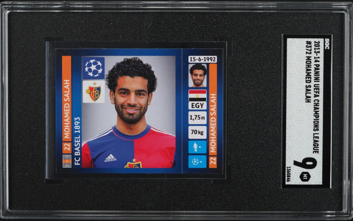 2013 Panini UEFA Champions League Mohamed Salah ROOKIE #372 SGC 9 MINT