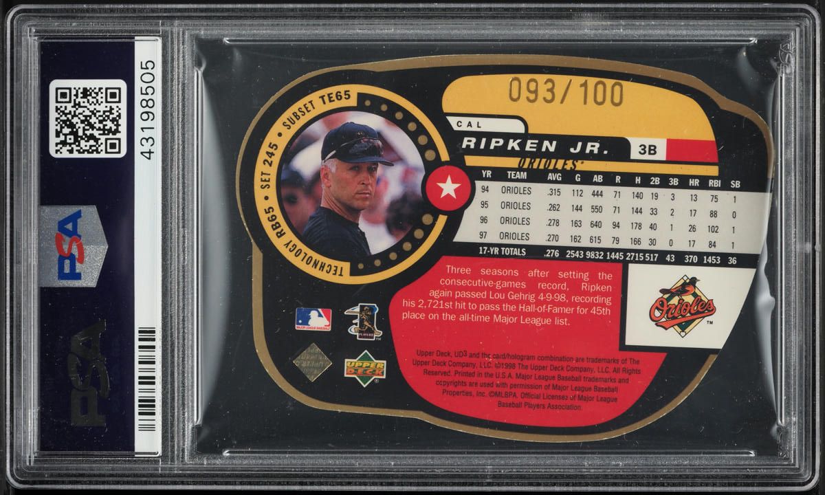 1998 UD3 Die-Cut Cal Ripken Jr. /100 #245 PSA 10 GEM MINT