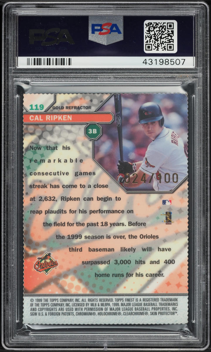 1999 Finest Gold Refractor Cal Ripken Jr. /100 #119 PSA 9 MINT
